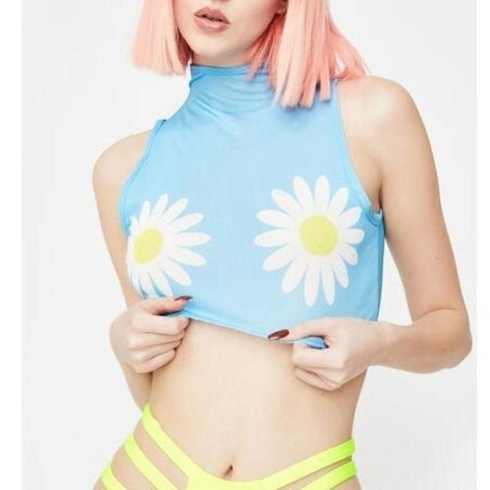 𝅺RAVE festival crop top rainbow print crop top